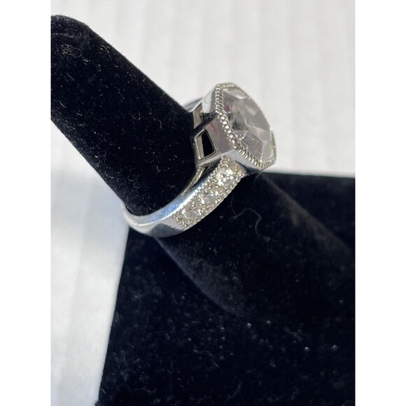 Sterling Silver 925 Art Deco Octagon CZ Ring Size 6.5 NWT - Picture 3 of 5